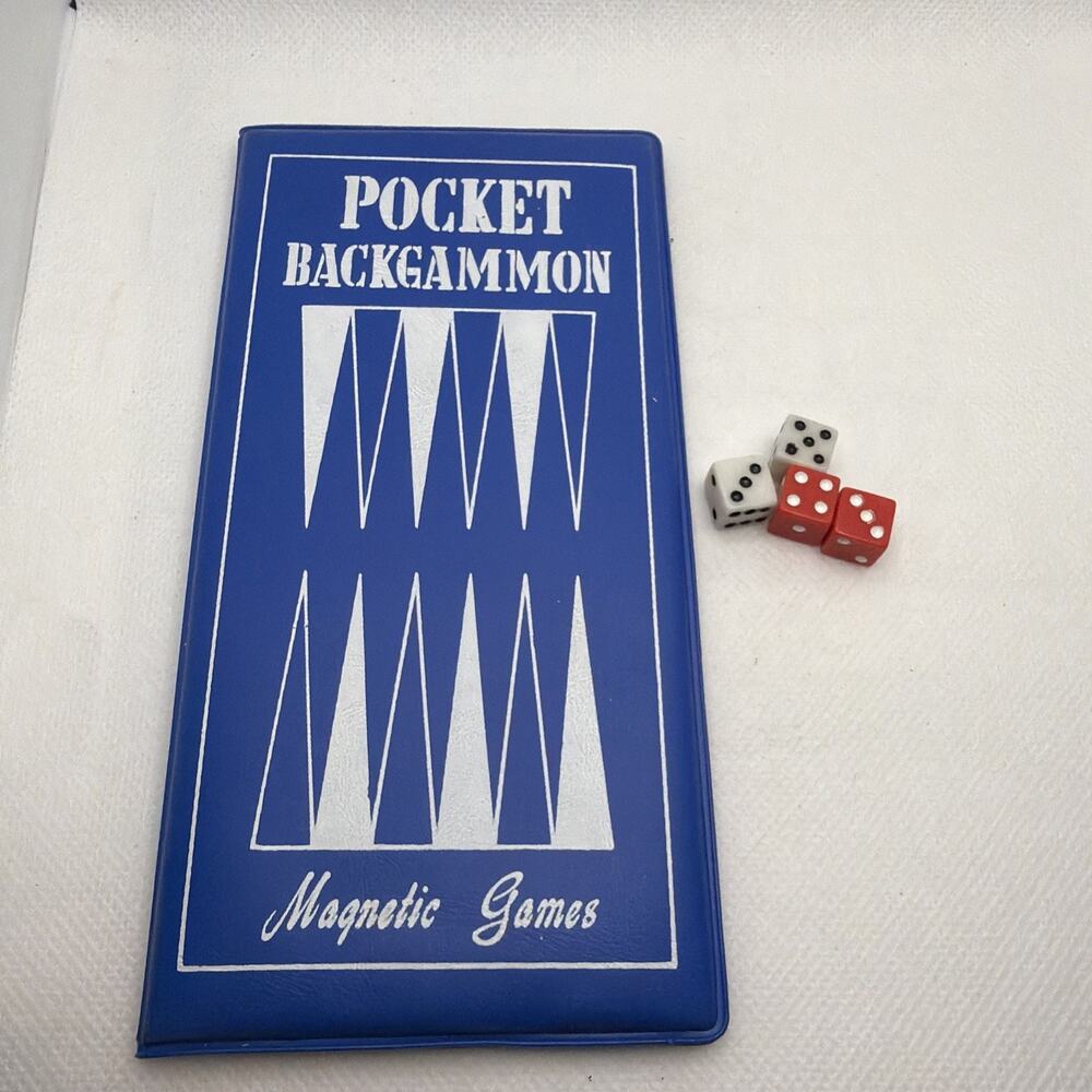 Vintage 1970's Magnetic Backgammon Pocket Size Travel With Package